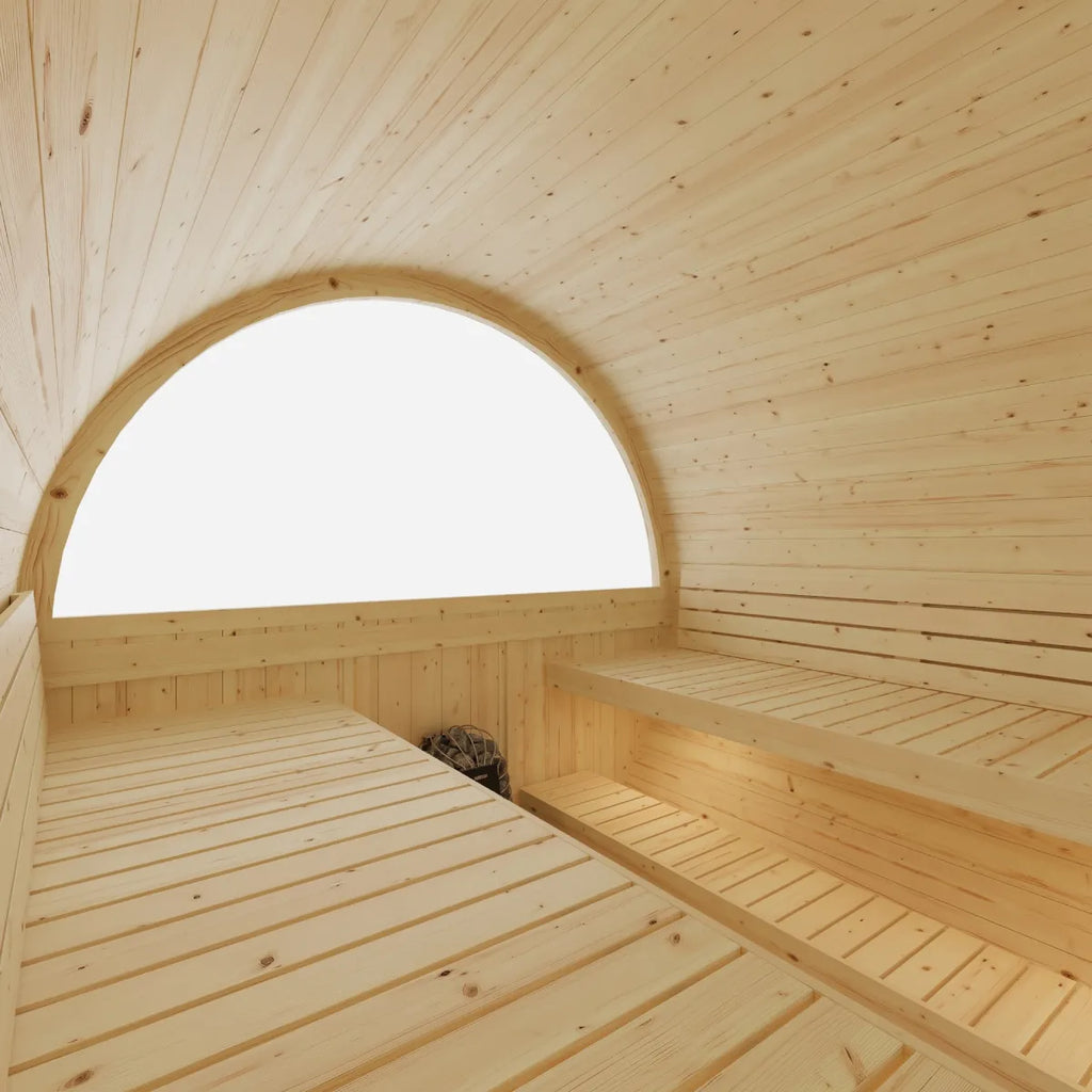 Helsinki Finnish Barrel Sauna with Terrace and WiFi Heater - Finnish Sauna Builders